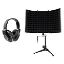 Audiosavings Bundle: K553 MK2 MKII Closed Back Studio Monitoring Headphones w/Detachable Cable Bundle with Rockville RockShield 1 Studio Microphone Isolation Shield w/Sound Dampening Foam (2 Items)