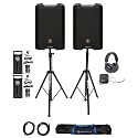 Audiosavings Bundle: Rockville DJ1500 Headphones Bundle with (2) Rockville RMC-XLR Wired Microphone & (1) Pair of Rockville Adjustable Tripod Speaker & (2) Mackie SRT210 Active DJ Speaker (7 Items)