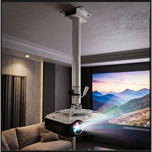 audiovan round shape universal projector ceiling mount with single bolt ball head tilt adjustment projector ceiling mount bracket extendable 2 feet