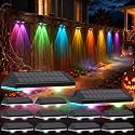 AUDLES Solar Fence Lights Outdoor Waterproof LED, 8 Modes Warm &amp; RGB 6 Color Changing Solar Powered Flood Wall Lights, Solar Light for Step, Pathway, Garden, Deck, Stairs Decor- 12 Pack