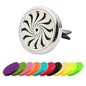 AUEAR, Car Diffuser Vent Clips Aromatherapy Essential Oil 30mm Stainless Steel Air Fresheners Lockets with 10 Felt Refill Pads for Women Men (Style F)