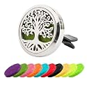 AUEAR, Car Diffuser Vent Clips Tree of Life Aromatherapy Essential Oil 30mm Stainless Steel Air Fresheners Lockets with 10 Felt Refill Pads for Women Men (Style D)