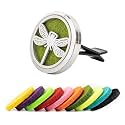 AUEAR, Dragonfly Car Diffuser Vent Clips Aromatherapy Essential Oil Diffusers 30mm Stainless Steel Lockets with 10 Felt Refill Pads