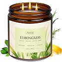 Auelife Lemongrass Scented Candle, 3-Wick Jar Candle,12oz Natural Soy Wax