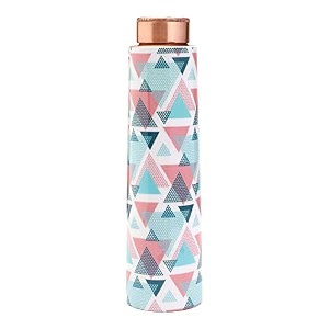 copper water bottle 750 ml in triangle pop print design - meena art print tamba bottle pack of 1