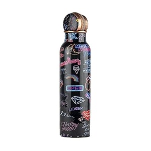 auffbeat copper water bottle 1000 ml in funky design - meena art print tamba bottle