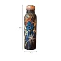 Auffbeat Copper Water Bottle 1000 ml in Unique Leaf Print Design - Meena Art Print Tamba Bottle