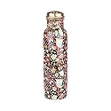 Auffbeat Copper Water Bottle 1000 ml in Floral Print Design - Meena Art Print Tamba Bottle