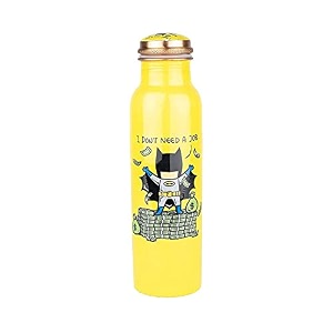 auffbeat copper water bottle 1000 ml in cartoon print design - meena art print tamba bottle