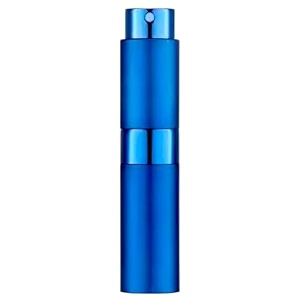 augen refillable perfume atomizer spray bottle portable mini pocket travel perfume refill bottle dispenser glass amp aluminum with 3 types of refill pump 8ml blue