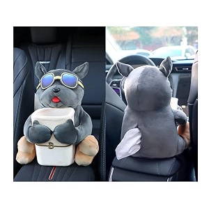 augen multifunctional creative car tissue box car trash can tissue box 2-in-1 plush toy car interior accessories grey