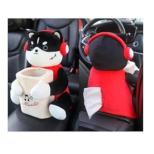 augen multifunctional creative car tissue box car trash can tissue box 2-in-1 plush toy car interior accessories red