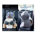 AUGEN Multifunctional Creative Car Tissue Box Car Trash Can Tissue Box 2-in-1 Plush Toy Car Interior Accessories (Grey)