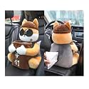 AUGEN Multifunctional Creative Car Tissue Box Car Trash Can Tissue Box 2-in-1 Plush Toy Car Interior Accessories (Brown)
