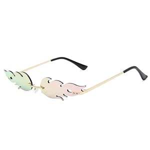 augen by visions india retro vintage fire design rimless flame abstract unisex non-polarized sunglasses uv400 protected 168