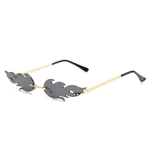 augen by visions india retro vintage fire design rimless flame abstract unisex non-polarized sunglasses uv400 protected 168