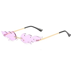 augen by visions india retro vintage fire design rimless flame abstract unisex non-polarized sunglasses uv400 protected 168