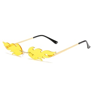 augen by visions india retro vintage fire design rimless flame abstract unisex non-polarized sunglasses uv400 protected 168