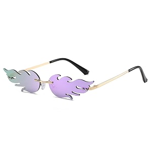 augen by visions india retro vintage fire design rimless flame abstract unisex non-polarized sunglasses uv400 protected 168