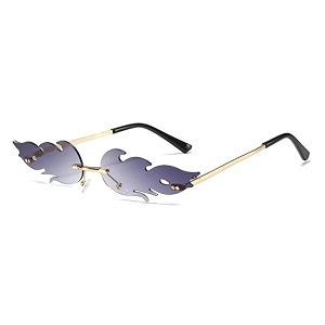 augen by visions india retro vintage fire design rimless flame abstract unisex non-polarized sunglasses uv400 protected 168