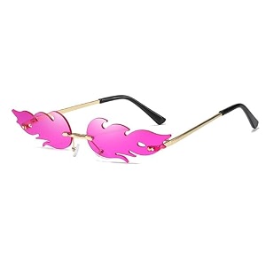 augen by visions india retro vintage fire design rimless flame abstract unisex non-polarized sunglasses uv400 protected 168
