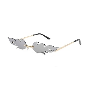 augen by visions india retro vintage fire design rimless flame abstract unisex non-polarized sunglasses uv400 protected 168