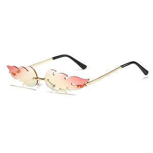 augen by visions india retro vintage fire design rimless flame abstract unisex non-polarized sunglasses uv400 protected 168
