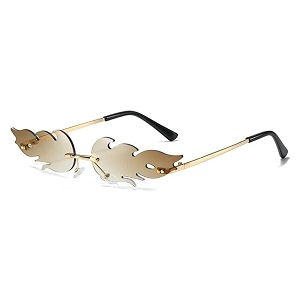 augen by visions india retro vintage fire design rimless flame abstract unisex non-polarized sunglasses uv400 protected 168