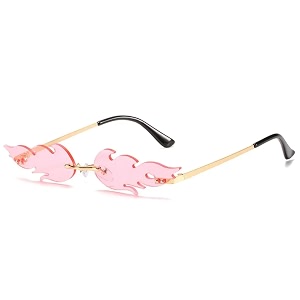 augen by visions india retro vintage fire design rimless flame abstract unisex non-polarized sunglasses uv400 protected 168