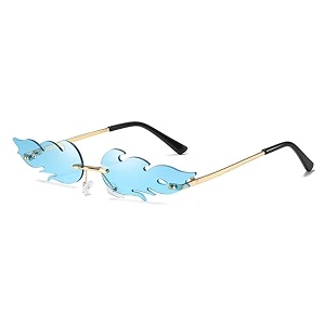 augen by visions india retro vintage fire design rimless flame abstract unisex non-polarized sunglasses uv400 protected 168