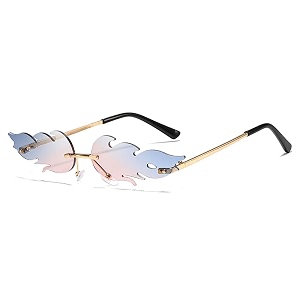 augen by visions india retro vintage fire design rimless flame abstract unisex non-polarized sunglasses uv400 protected 168
