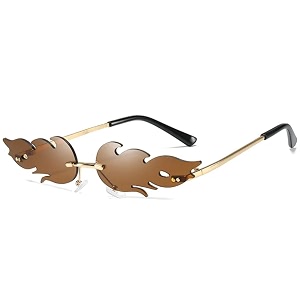 augen by visions india retro vintage fire design rimless flame abstract unisex non-polarized sunglasses uv400 protected 168