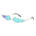 AUGEN By Visions India Retro Vintage Fire Design Rimless Flame Abstract Unisex Non-Polarized Sunglasses Uv400 Protected (168)