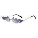 AUGEN By Visions India Retro Vintage Fire Design Rimless Flame Abstract Unisex Non-Polarized Sunglasses Uv400 Protected (168)