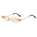 AUGEN By Visions India Retro Vintage Fire Design Rimless Flame Abstract Unisex Non-Polarized Sunglasses Uv400 Protected (168)