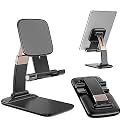 AUGEN by VisionsIndia Desktop Cell Phone Stand Foldable Tablet Stand, Aluminum Stand Holder for Mobile Phone and Tablet (G58, Black)