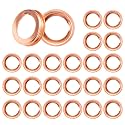 Augeny 24 PCS Oil Drain Plug Gasket, O.D 17mm Copper Crush Washer Oil Drain Plug Gasket, Copper Compression Washer Compatible with F4XY-6734-A, 11026-JA00A, 11026-01M02 350Z