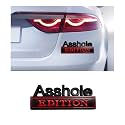 Augeny Asshole Edition Emblem Car Decal, 3D Metal Auto Front Hood Letter Badge with Strong Adhesive, Universal Fender Badge Decal Sticker, Vehicle Exterior Decor Accessories (Black &amp; Red)