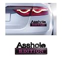 Augeny Asshole Edition Emblem Car Decal, 3D Metal Auto Front Hood Letter Badge with Strong Adhesive, Universal Fender Badge Decal Sticker, Vehicle Exterior Decor Accessories (Black &amp; Purple)
