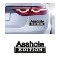 Augeny Asshole Edition Emblem Car Decal, 3D Metal Auto Front Hood Letter Badge with Strong Adhesive, Universal Fender Badge Decal Sticker, Vehicle Exterior Decor Accessories (Black & White)