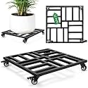AugFir 22" Plant Caddy with Wheels Heavy Duty, 600lbs Rolling Metal Plant Stand, Square Plant Dolly with Lockable Caster Wheels for Large Planter Pots, Heavy Objects, Ideal for Indoor and Outdoor Use