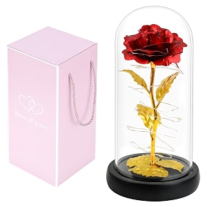 gifts for womengalaxy rose in glass dome artificial flower with led light stringenchanted rose gift for her decoration for valentine39s daymother39s dayweddinganniversarychristmas red