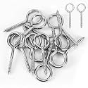 AUGSUN Eye Hooks, 12Pack 2.5 Inch Eye Hooks Heavy Duty 304 Stainless Steel Eye Screw,Screw Eyes Metal Screw Hooks Ring Screws Fasteners Hardware Tools
