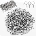 AUGSUN Eye Screws, 150PCS 1 Inch Screw Eyes Hooks Heavy Duty Screw Eyes Bolts Hooks Ring Screws for Wood Hanging Artwork