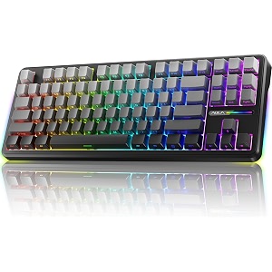 aula f87 wireless side engraved keycaps mechanical keyboardtri-mode bt5024ghzusb-c gasket hot swappable pre-lubed switches75 tkl rgb gaming keyboard gradient gray reaper switch
