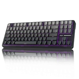 aula f87 wireless side engraved keycaps mechanical keyboard  tri-mode bt5024ghzusb-c gasket hot swappable  pre-lubed switches 75 tkl rgb gaming keyboard gradient gray space crystal switch