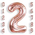 AULE 40 Inch Rose Gold 2 Balloon Number Foil 0-9 Birthday Big Numbers