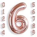 AULE 40 Inch Rose Gold 6 Balloon Number Foil 0-9 Birthday Big Numbers