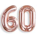 AULE 40 Inch Rose Gold 60 Balloon Number Foil 0-9 Birthday Big Numbers