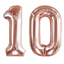 AULE 40 Inch Rose Gold 10 Balloon Number Foil 0-9 Birthday Big Numbers
